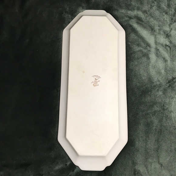 Lourlioux Le Faune Porcelain Serving Dish Long Rectangle Fruits Golden Trim - Picture 3 of 16